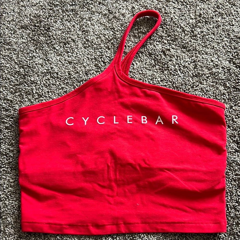 SOLD CycleBar Beyond Yoga Red One-Shoulder Top